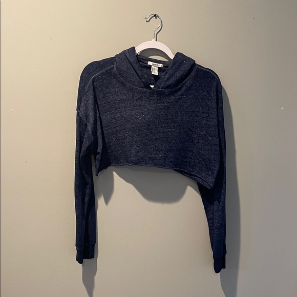 Forever 21 Heathered Blue Cropped Hoodie - Picture 1 of 4